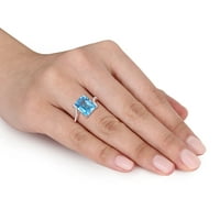 Miabella női karátos T.G.W. Octagon-vágott svájci kék Topaz & Carat T.W. Diamond 14KT Rose Gold Solitaire Crossover Ring