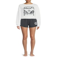 Grayson Social Női és női plusz méretű grafikus alvás pulóver és rövidnadrág, 2 darab