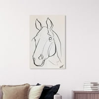 Wynwood Studio 'Stallion Sketch III' állatok Wall Art vászon nyomtatás - Fekete, fehér, 16 24