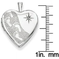 Primal ezüst ezüst ródium bevonatú gyémánt vágott lábnyomok szív medál