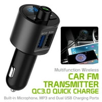 Multifunkcionális vezeték nélküli FM adó autókhoz, kihangosított készlet beépített mikrofonnal, MP és kettős USB töltőportok