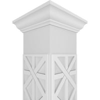 Ekena Millwork 8 W 8'h kézműves klasszikus négyzet alakú nem társított császári fretwork oszlop W Crown Capital & Crown Base