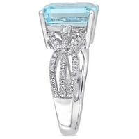 Miabella női 5- Karát Karát Kék Topaz karátos gyémánt 14KT fehérarany koktélgyűrű