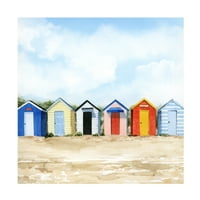 Grace Popp 'Beach Huts I' Canvas Art