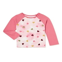 Garanimals Baby & Toddler Girls Heart Tie Dye Print Raglan hosszú ujjú póló, méretek 12m-5T