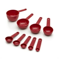 KitchenAid 9 darabos BPA-mentes műanyag mérőpoharak és kanál piros színű