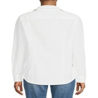 Blu White Blu női szilárd gomb elülső ing