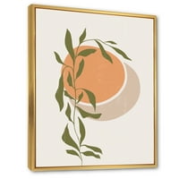 Designart 'Absztrakt narancssárga hold és nap trópusi levélben' Modern keretes vászon fali művészet