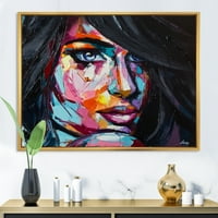 Designart 'Absztrakt színes fantázia portréja egy fiatal nő II' modern keretes vászon fali művészet