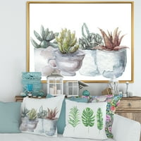 Designart 'zamatos és kaktusz ház növények iv' parasztház keretes vászon fal art nyomtatás