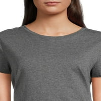 Idő és a Tru Női rövid ujjú személyzet nyaki póló, 3-csomag, S-3X méretű