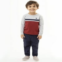 S. Polo Assn. Kisgyermek fiú Colorblock hosszú ujjú póló, méretek 2T-5T