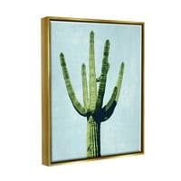 Fenyegető kaktusz türkiz égbolt botanikai és virággrafikus művészet fémes arany keretes művészet nyomtatott fali művészet
