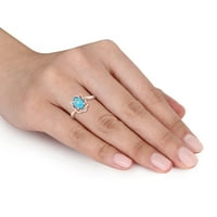 Miabella női 1- karátos ovális apatit karátos gyémánt 10KT rózsa arany csavart halo gyűrű