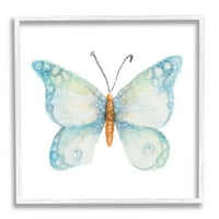 Stupell Industries Elegáns kék pillangó rovar állati akvarell hatás Festés fehér keretes művészet nyomtatott fali művészet, Janice