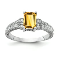 Primal arany karátos fehér arany 7x smaragd vágott citrin és egy gyémánt gyűrű