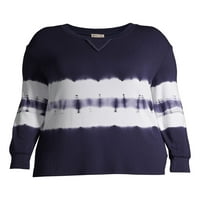 Tru self Women's Plus Size Shibori Tie-Dye Pullover Sweatshirt