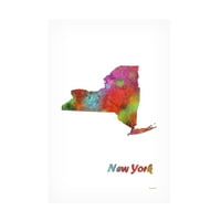 Marlene Watson 'New York State Map 1' Canvas Art