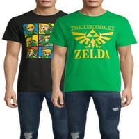 Zelda logó és karakter felvételek férfi és nagy férfi grafikus póló, 2 csomag