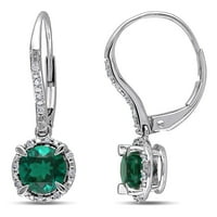 Miabella női 1- Carat T.G.W. Létrehozta a smaragdot és a carat t.w. Diamond 10KT fehérarany halo kút fülbevalók