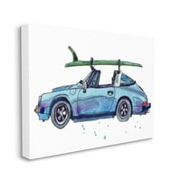 Stupell Industries Vintage Blue Car Retro Beach Surf Style Canvas Wall Art Design, Paul McCreery, 24 30