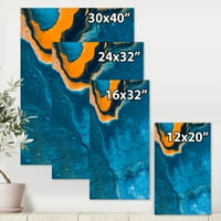 Designart 'Absztrakt márványkompozíció narancssárga és kék III' modern vászon fali művészet nyomtatás