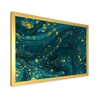 Designart 'Golden Glitter sötétkék márványtal' Modern keretes művészeti nyomtatás