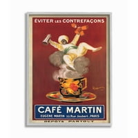Stupell Home Deké Café Martin Vintage Poster Design keretes fal művészet, Marcello Dundovic