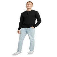 Hanes Originals férfi Hosszú ujjú Henley póló Fekete XL